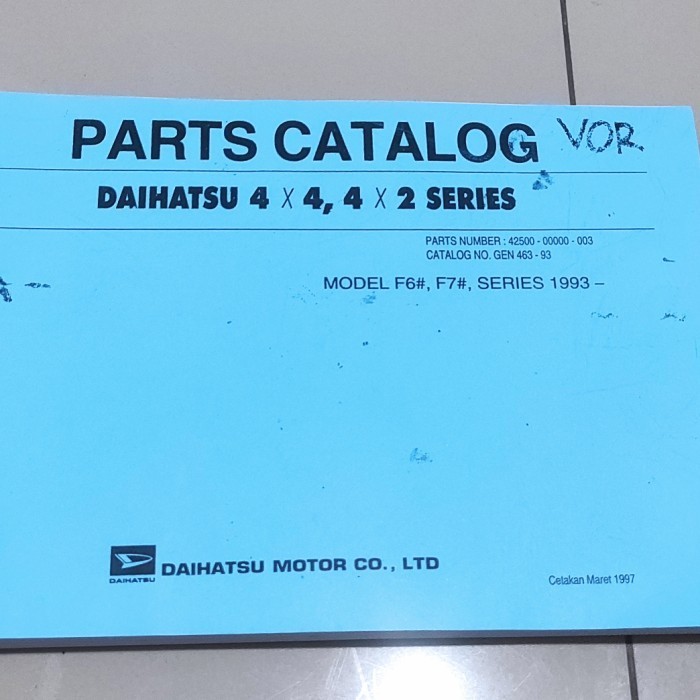 

Buku Catalog Daihatsu Taft Gt 4X2 4X4 Edisi Maret 1997