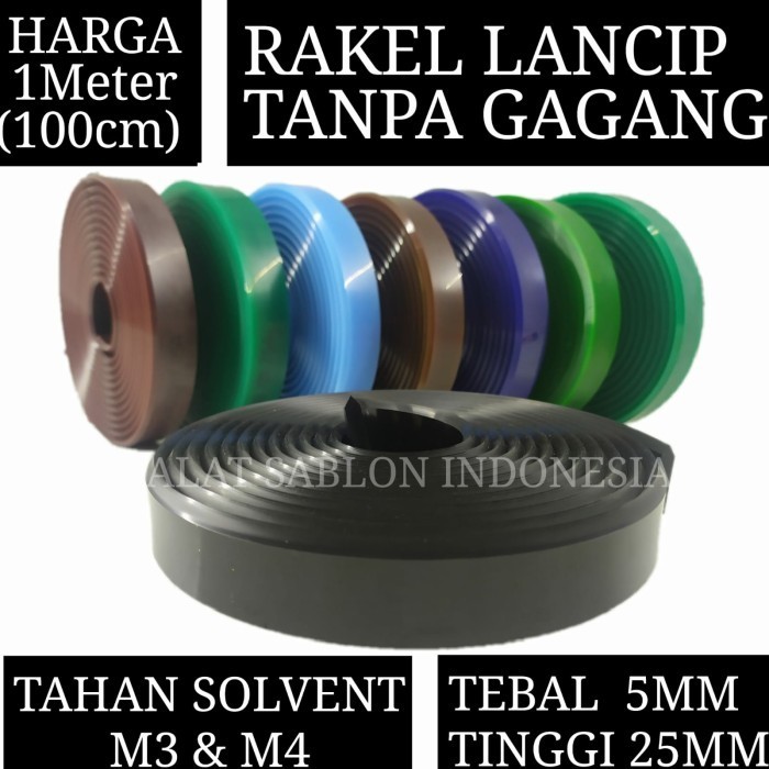 

Karet Rakel Sablon Hitam Lancip P. 1 Meter 25X5 Alat Sablon
