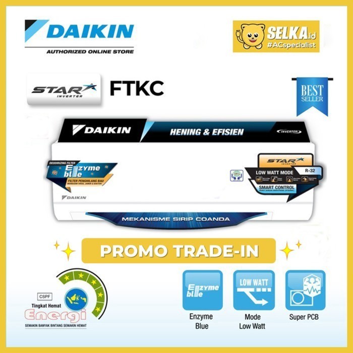 Daikin Ftkc25Tv / Ftkc 25 Ac Split 1 Pk Star Inverter Termurah Terlaris Promo