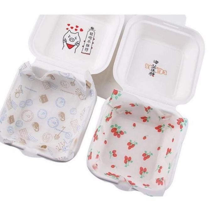 ~~~] Wax Paper Kertas Baking Motif 18x18 CM Alas Kue Bento Korean Cake