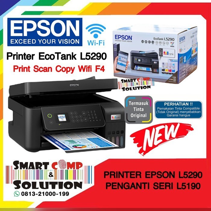 Printer Epson EcoTank L5290 Wifi F4 Print Scan Copy with ADF - L5190