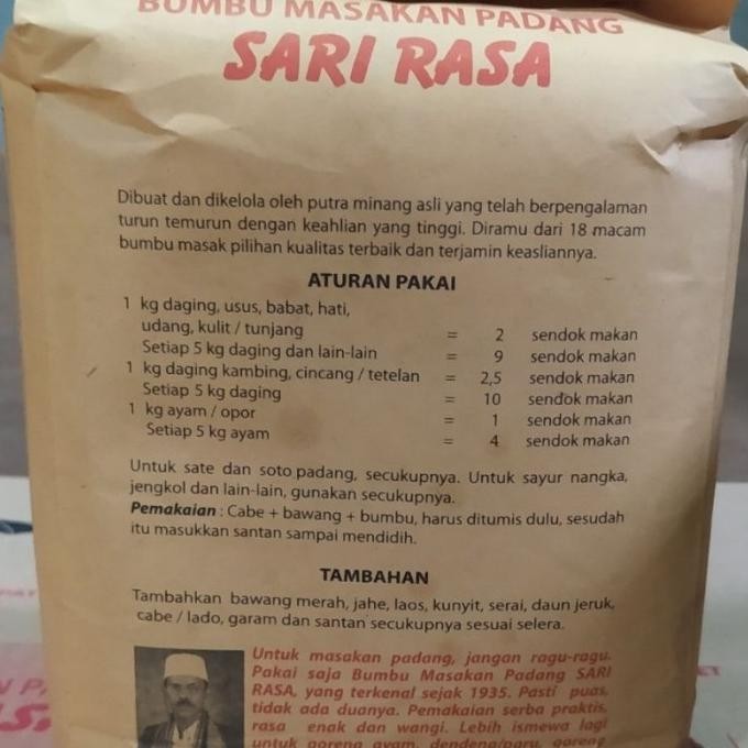 

BUMBU MASAKAN PADANG SARI RASA 1kg - Bumbu Kering Instant - Bumbu TA