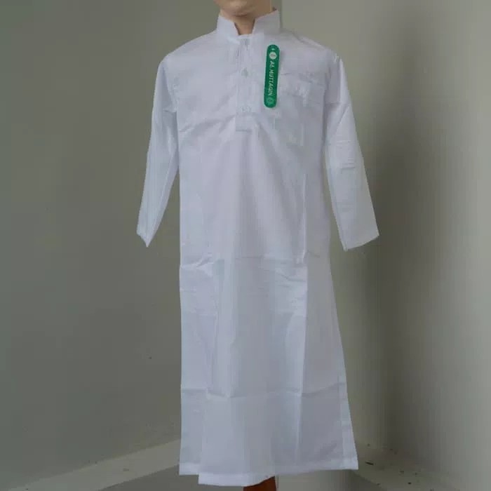 Jubah Pria Dewasa Baju Koko Gamis Jubah Muslim Dewasa Pria Lengan Panjang Putih Terbaru - Putih, M M