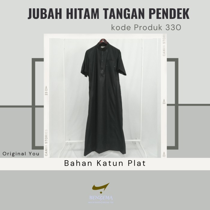 Jubah Pria Slimfit Jubah Hitam 330 / Gamis Pria Hitam Tangan Pendek / Gamis Pria Benzema - 8 Murah