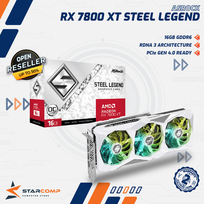 Asrock Radeon Rx 7800 Xt Steel Legend 16Gb Gddr6 Oc Vga Rx7800Xt Termurah Terlaris Promo