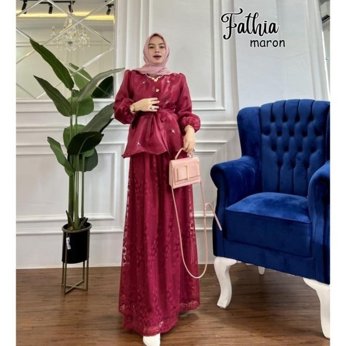Sale Terbaru Gamis Pesta Velvet Organza Fathia Dress Wanita Fathia Jelasmurah
