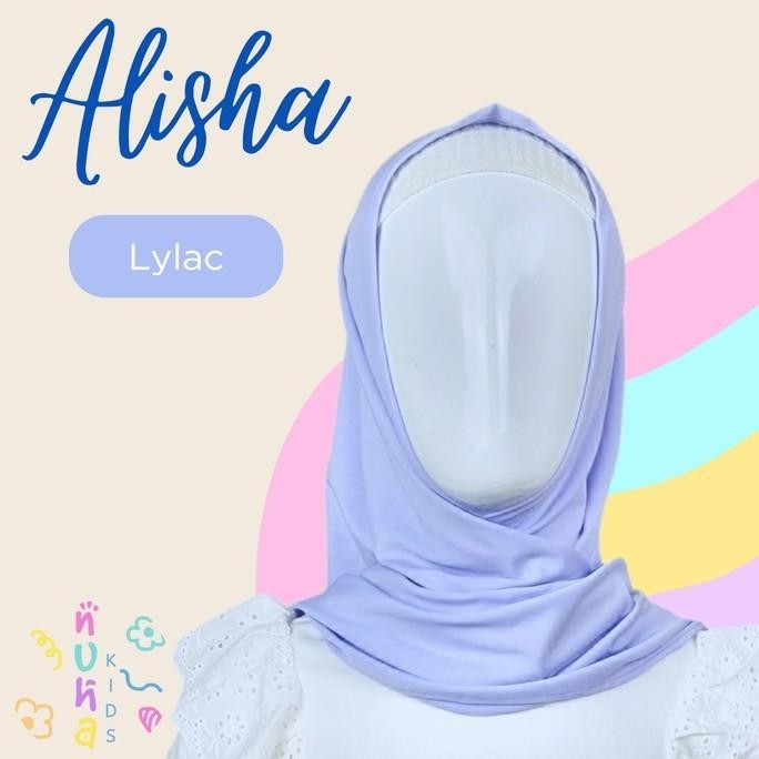 New Jilbab Anak Instant Jersey Premium Bergo Hijab Belahan Depan Alisha L Terbaik