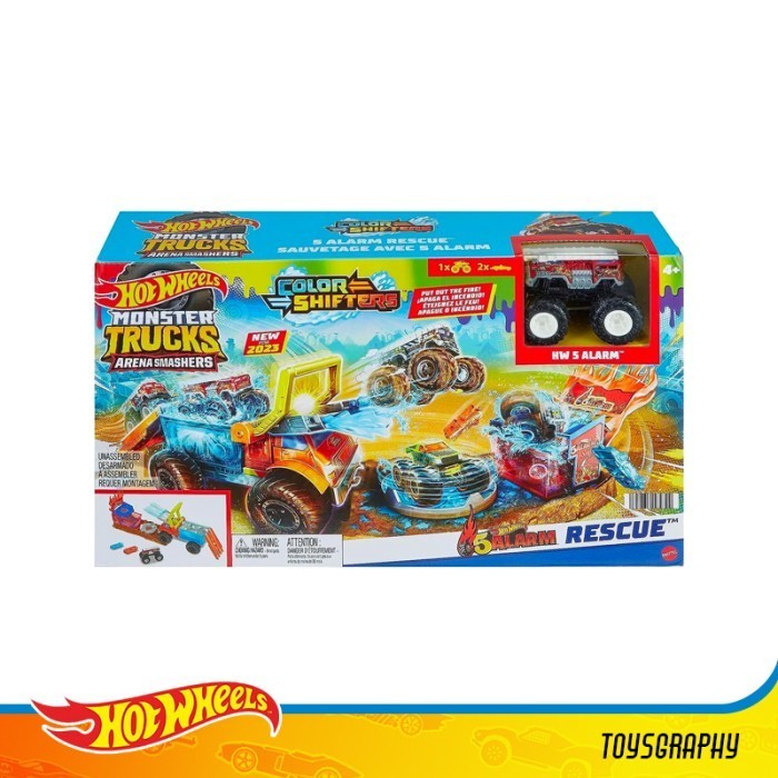 Hot Wheels Monster Truck Arena Smashers 5 Alarm Rescue Color Shifters