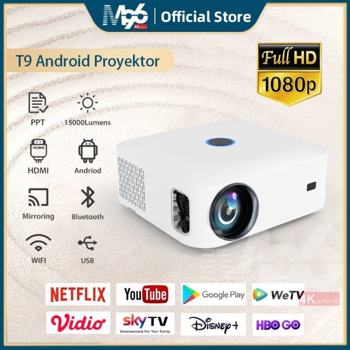 Android Proyektor M96 T9 Android 9 4K With Wifi Bluetooth Home Theater