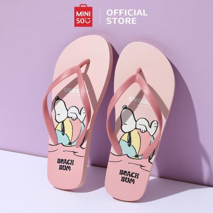 Miniso Snoopy Sandal Jepit Uniseks Pria Dan Wanita Women'S Flip-Flops