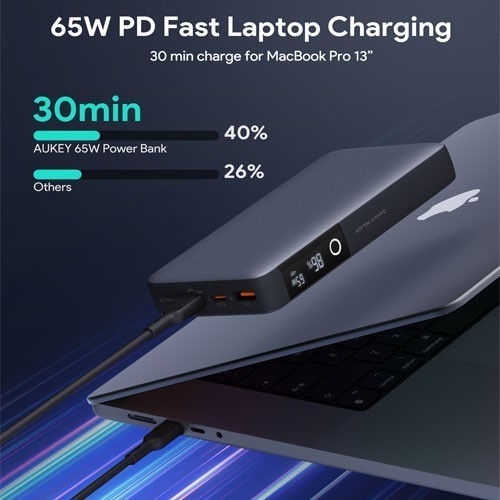 Aukey Powerbank Pb-Y43 20000Mah Usb C 65W Pd 3.0 Slim