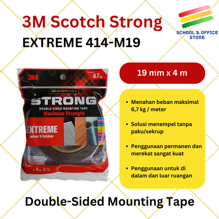 

HARGA DISKON 3M Scotch VHB Strong Outdoor Mounting Tape Extreme 19 mm x 4 m