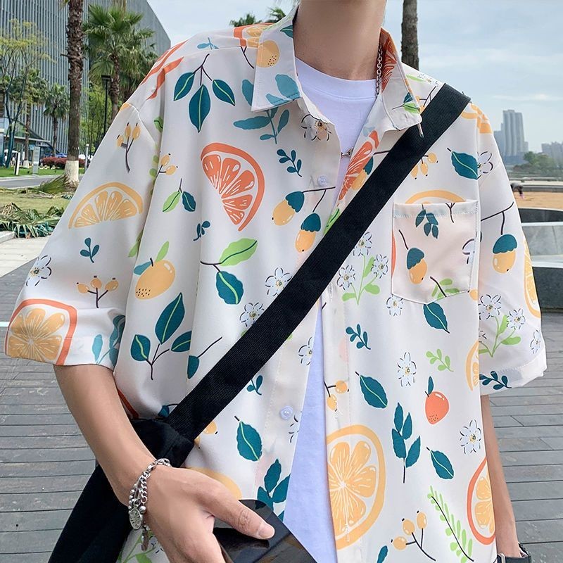 

Kemeja Tipis Motif Buah Pria Lengan Pendek HawaiiinsHong Kong Baju Longgar Modis, Baju Longgar Merek Trendi Semua Cocok Gaya Hong Kong