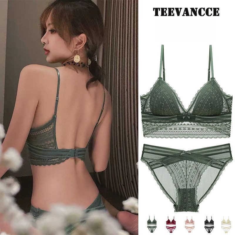 Renda Seksi Bra Mengumpulkan Tipis Set Cangkir Segitiga