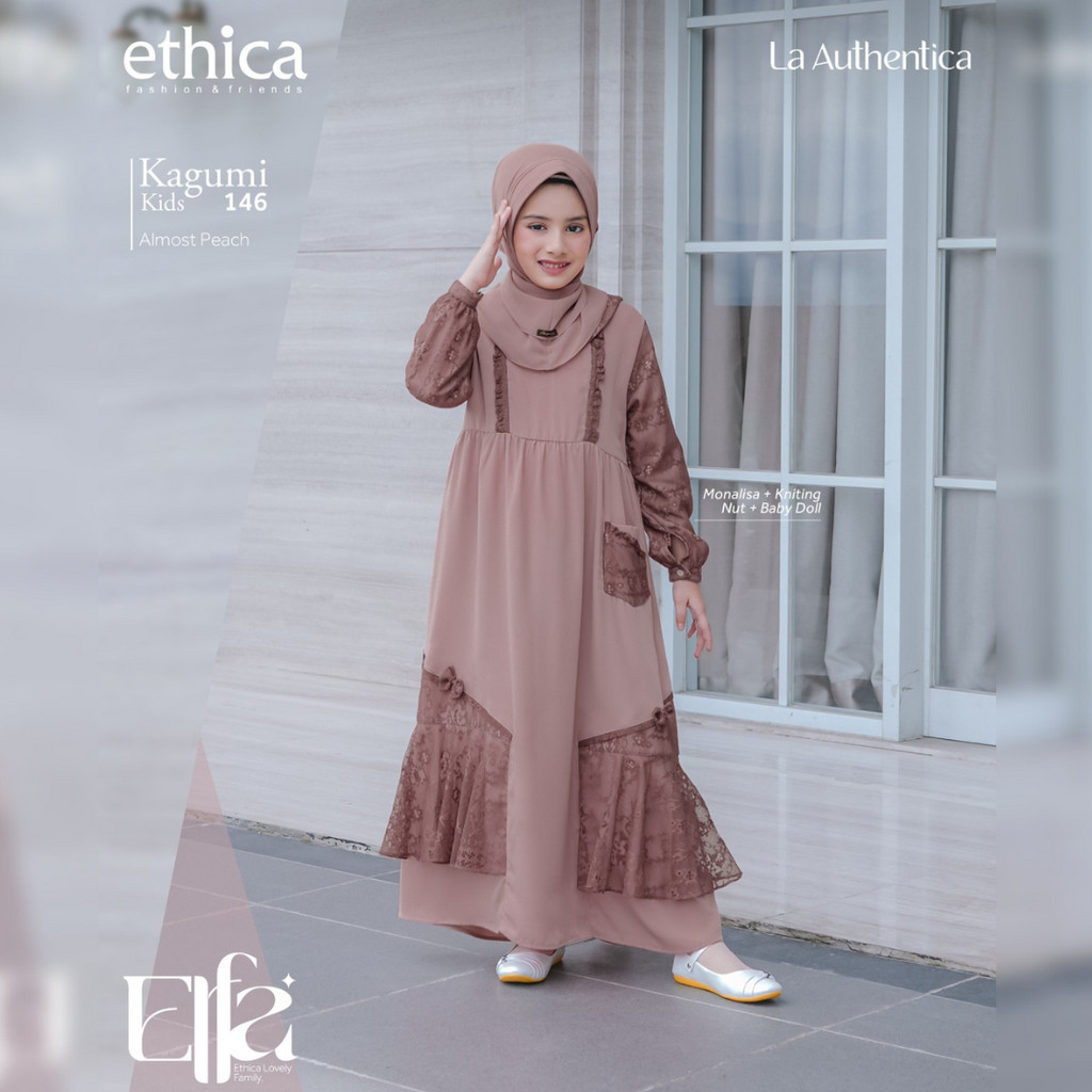 Terbaru Ethica Kagumi Kids 146 Gamis Anak Almost Peach Monalisa Brukat Frill Kerudung Set Elfa 293