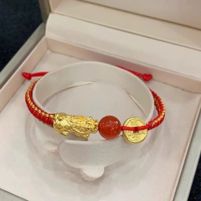 GELANG charm pixiu naga jilin FU gelang tali cina variasi emas 24k 999 hongkong