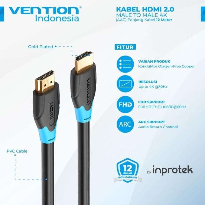 Vention 12M Kabel Hdmi Male To Male High Speed For Pc Lcd Projector