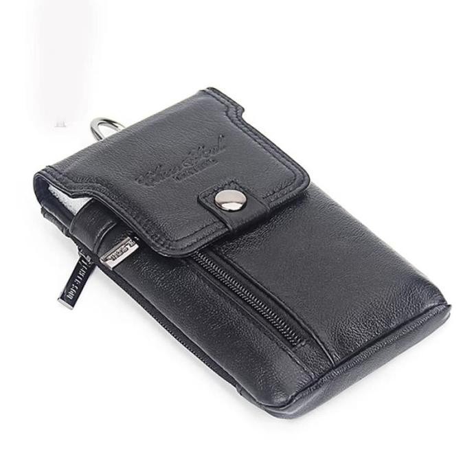 Dompet Hp Kulit Sarung Hp Kulit Asli Pria Cantel Pinggang Hitam 3227