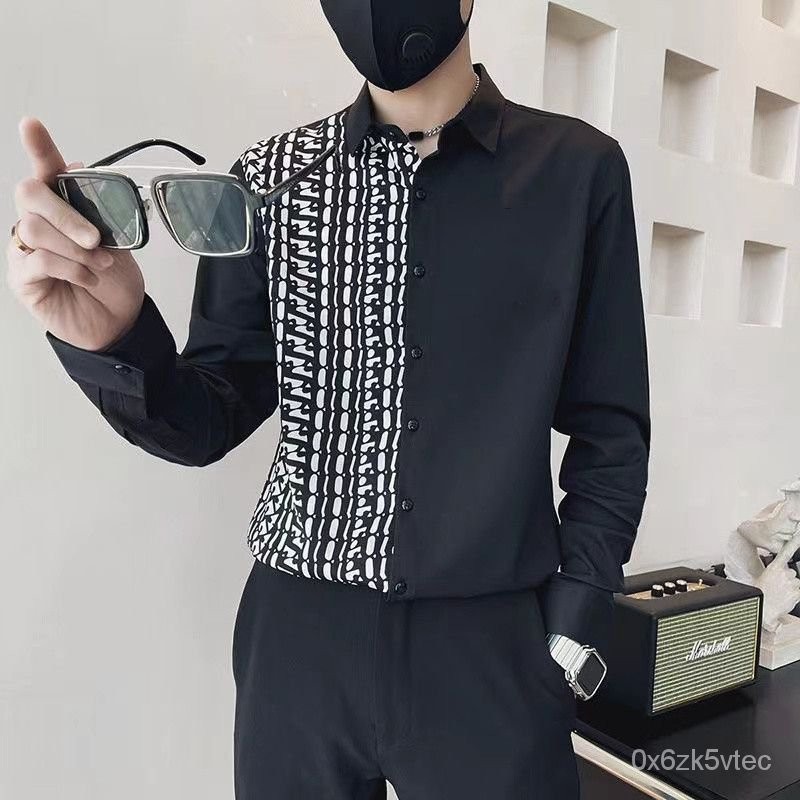 Kemeja Lengan Panjang Pria, Baju Kasual Pria Gaya Korea Ramping, Gaya Korea Pemuda Selebriti