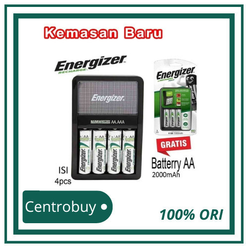 NEW Baterai Charger AA / AAA + 4 Baterai AA 2000 mAh Energizer Maxi