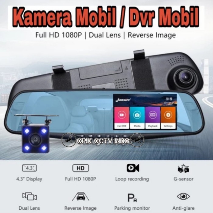 KAMERA CCTV MOBIL CAR DVR FULL HD KACA SPION TENGAH MOBIL DUAL CAM