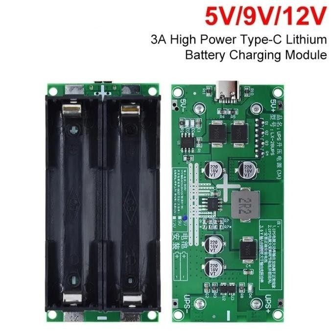Type-C mini UPS DIY module 18650 lithium battery charger baterai DC-DC