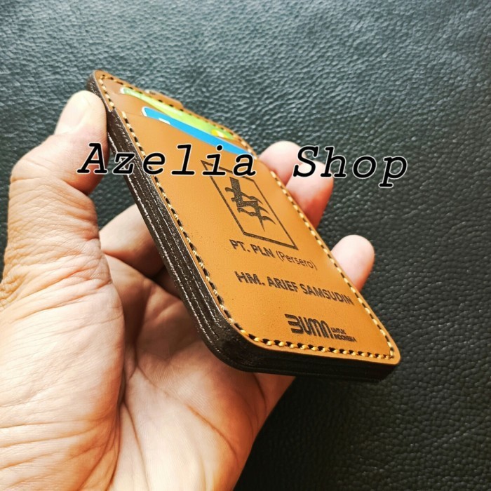 

BARANG TERLARIS name tag tali kulit PLN-id card holder-dompet kartu kulit asli-Custom