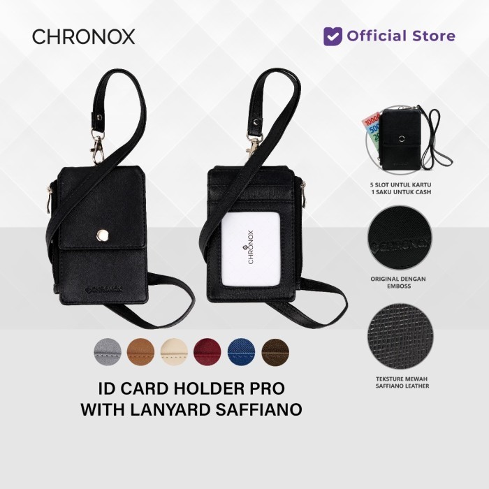 

BARANG TERLARIS CHRONOX Lanyard Kulit Pria Wanita Saffiano ID Card Holder - AVERY PRO
