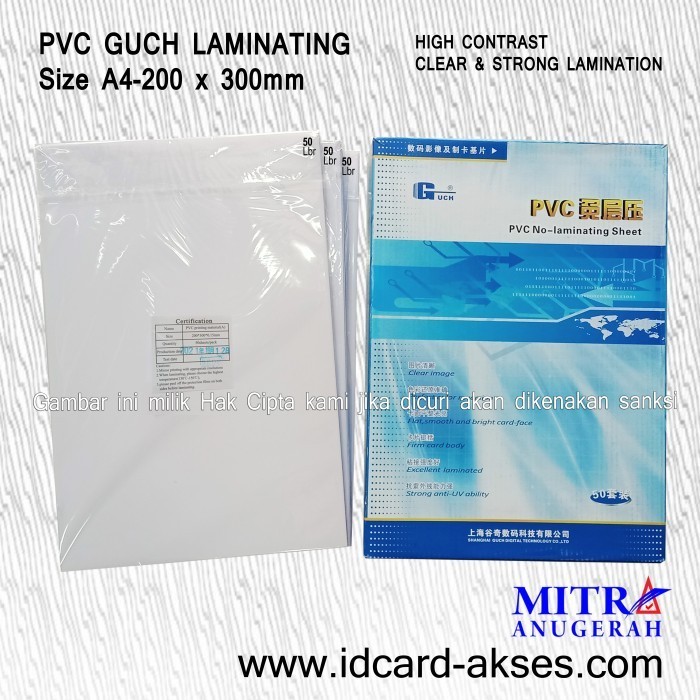 

BARANG TERLARIS KERTAS PVC BAHAN ID CARD INSTANT GUCH A4 - PRINT LASER / NON LASER
