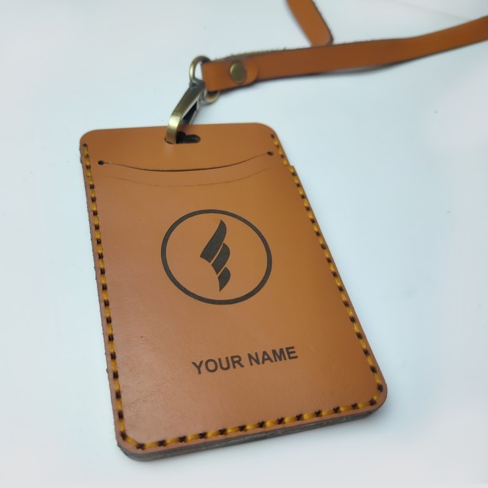 

BARANG TERLARIS Id card holder kulit / name tag kulit / gravir nama/logo