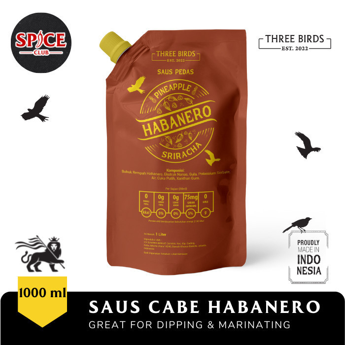 

THREE BIRDS Sauce Pineapple Habanero Sriracha 1000 Ml / Saus Pedas