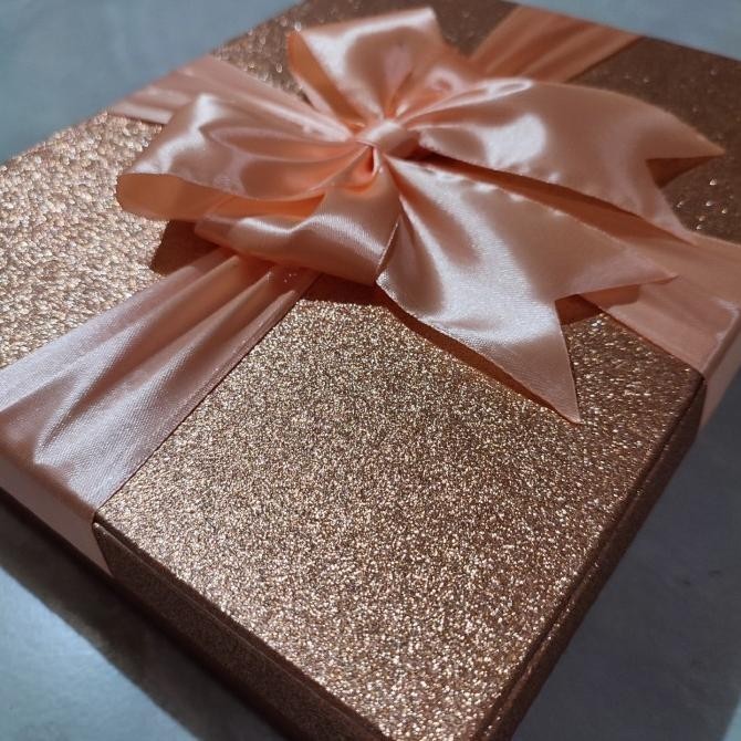 

KOTAK HAMPERS GLITTER ROSE GOLD BOX HADIAH ULTAH bisa custom size