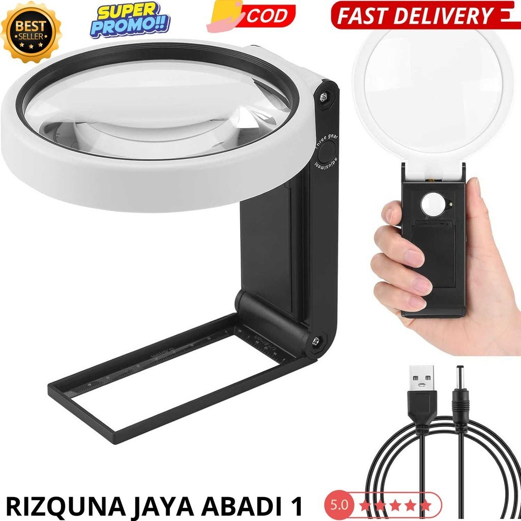 

FOX Kaca Pembesar Folding Genggam Magnifier Glass 6x 25x with LED UV - TH-7018-A