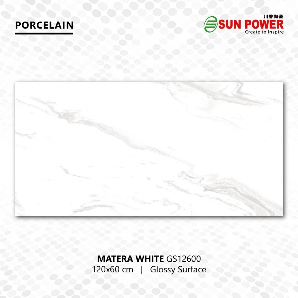 Granit Lantai Glossy Polished - Matera White 120x60 Sun Power