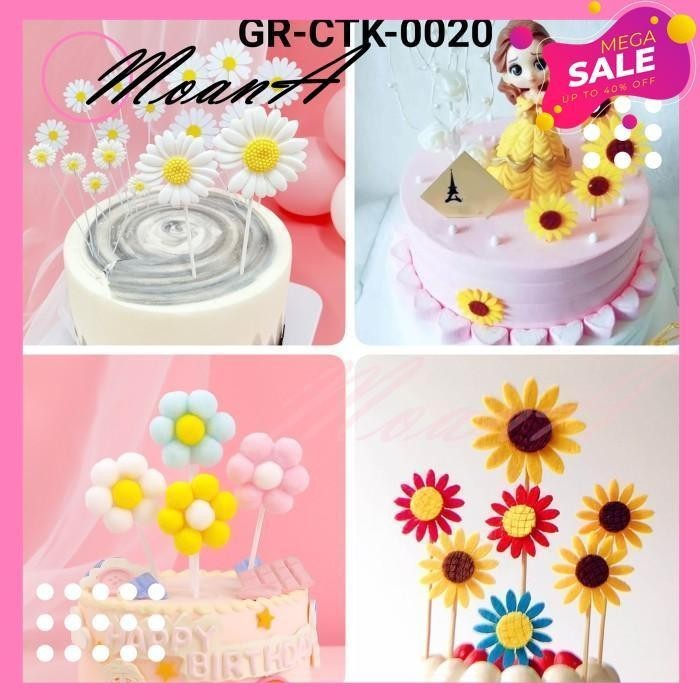KUALITAS TERBAIK CAKE TOPPER KUE KERTAS TAMAN BUNGA MATAHARI SUNFLOWER     GR-CTK-0020