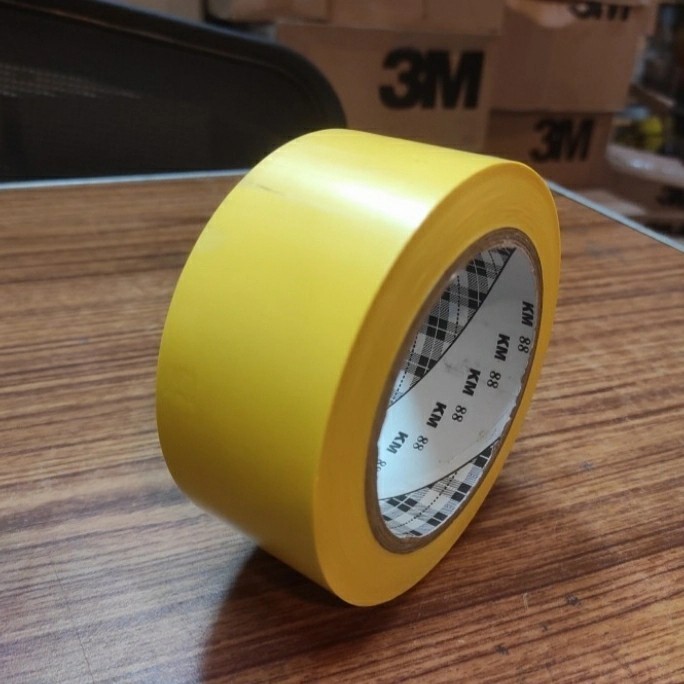 

HOT PROMO Floor marking KM Line tape lantai Yellow size 2 inch x 33 m