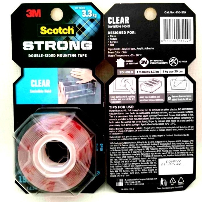 

SALE Double Tape 3M 410-S19 Clear Mountong Tape 19mm x 1,5meter Bening