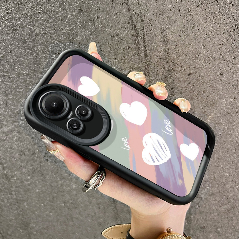 Casing Hp OPPO Reno 10 5G OPPO Reno 10 Pro 5G Case Warna hati merah muda dan ungu lucu Casing HP lem