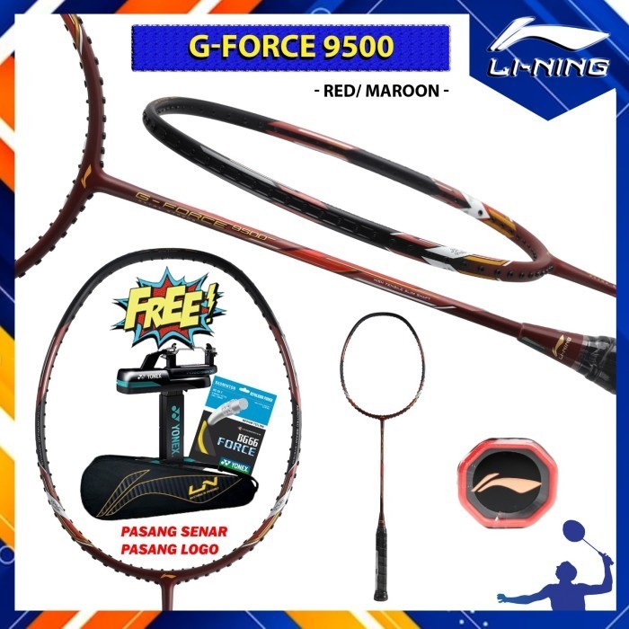 Raket Badminton Lining G Force G-Froce 9500 Extra Strong Red Maroon