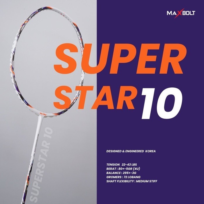 Raket Badminton Original Maxbolt Superstar Super Star 10 White