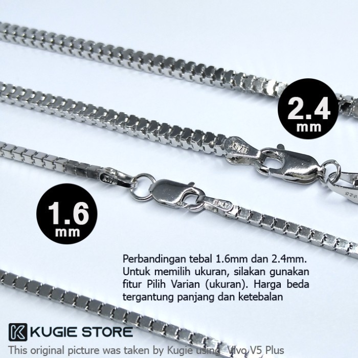 Rantai Kalung Perak S925 Flat Box Chain Rantai Kalung Pria Silver