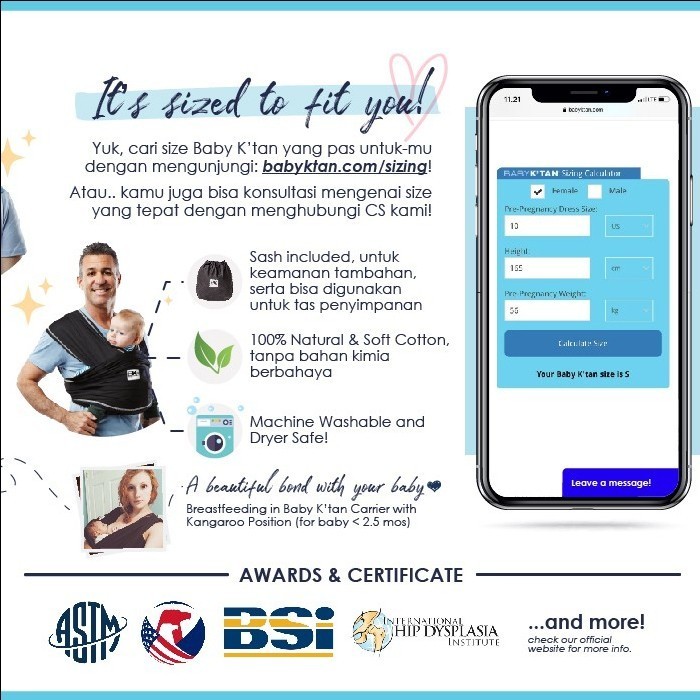 Baby K'Tan Baby Carrier Active Yoga - Gendongan Bayi