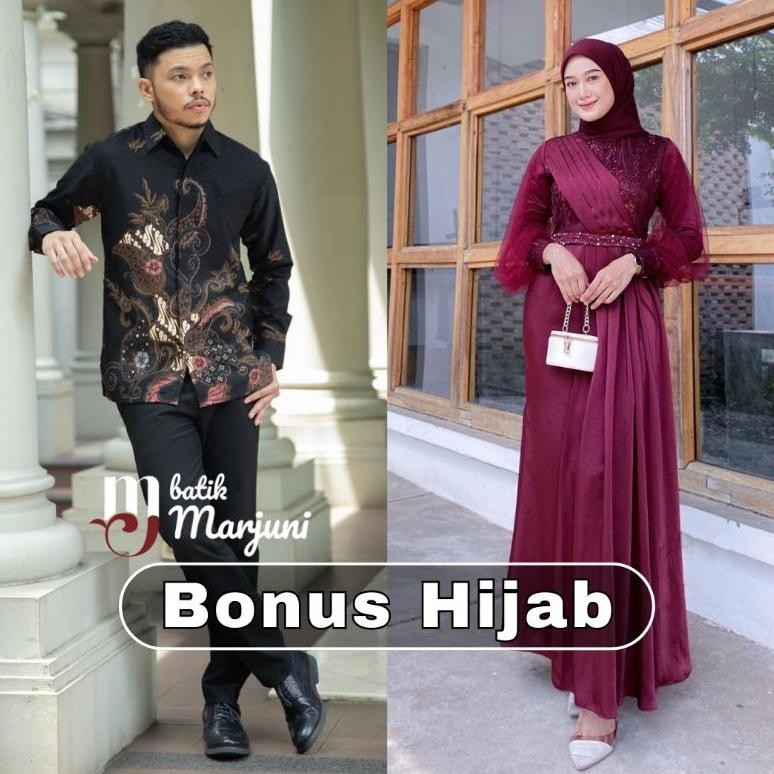 BISA COD (ADA JUMBO) Amara Dress Couple Kemeja Batik gamis busui Brokat kombinasi gamis muslim wanita gamis premium df-8