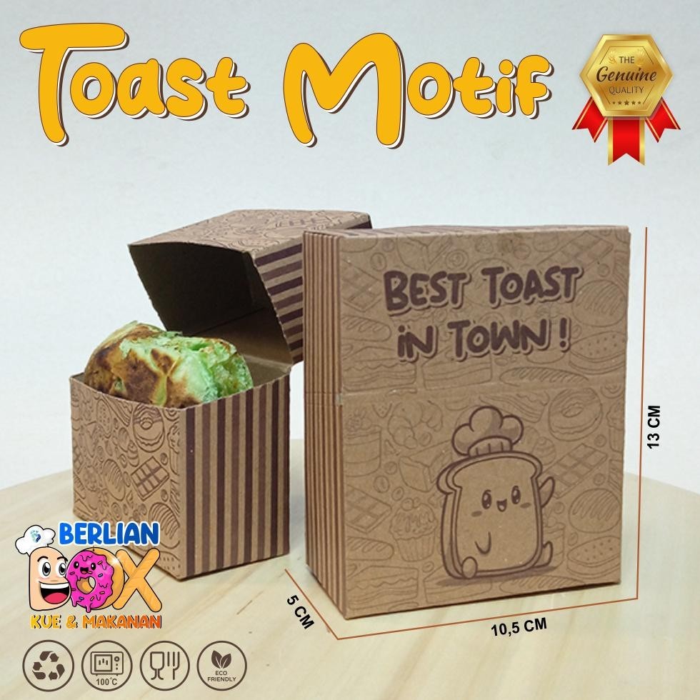

PROMO Toast Box Motif isi 50 pcs Bahan Kraft Premium / Toast Tray / Dus Roti Bakar / Box Roti Toast / Kemasan Roti Bakar / Ox04