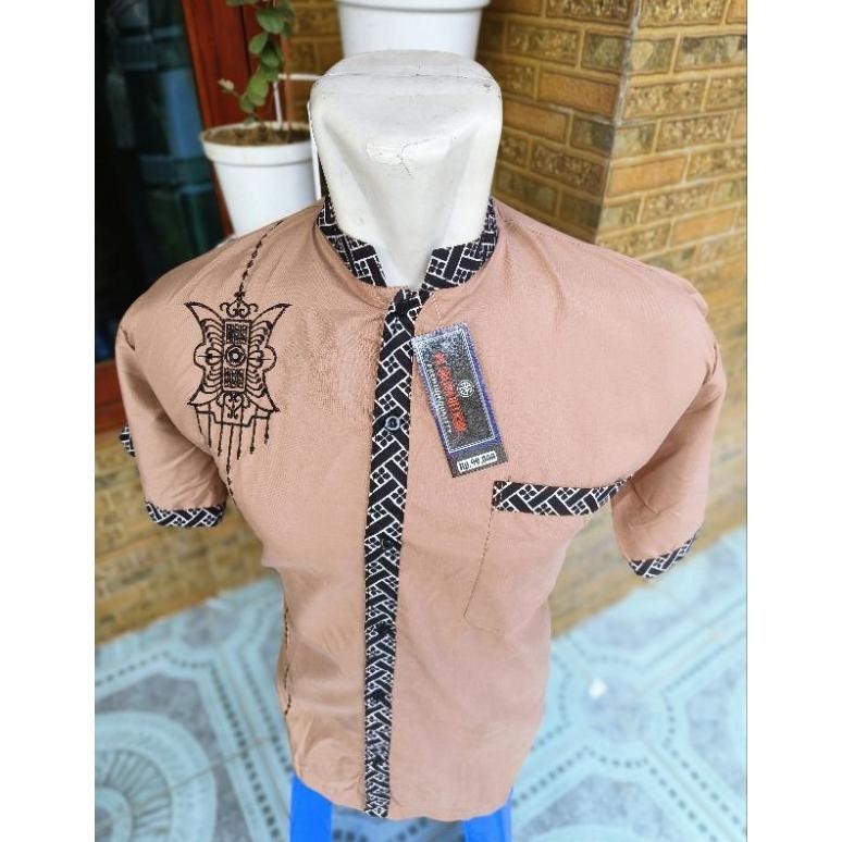 Bisa Cod Baju Koko Bordir Pria Dewasa Baju Batik Laki-Laki Lengan Pendek Motif Bordir Aceh Koko Terb