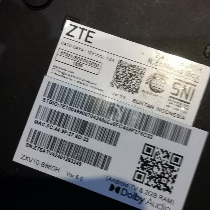 STB ANDROID ZTE B860H V 5.0 1603T