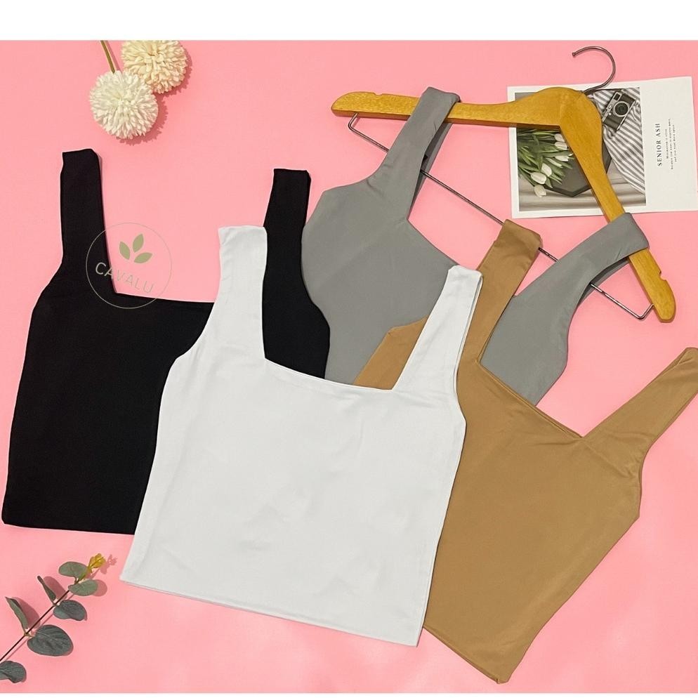 Tank Top Square Basic Tanktop Korea Crop Top Basic 003