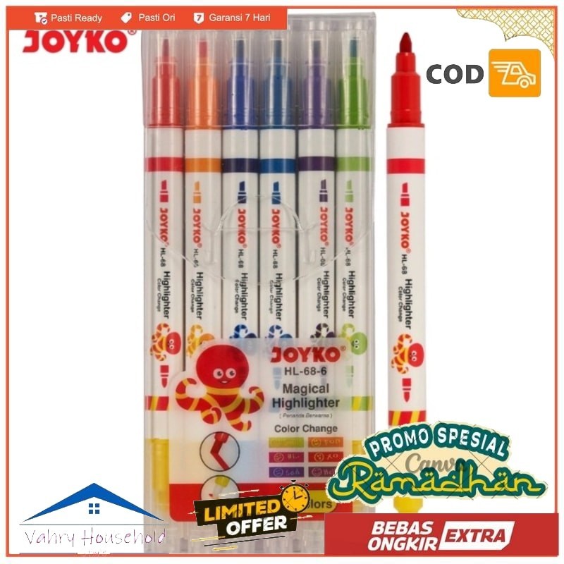 

JOYKO HL686 Magical Highlighter Dual Tip Mewarnai 1 Set 6pcs Stabilo