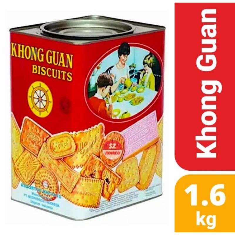 

Khong Guan Assorted Biskuit Kaleng Merah / Roti Khongguan 1600Gr 1600 Gram / Biscuits Khong Guan