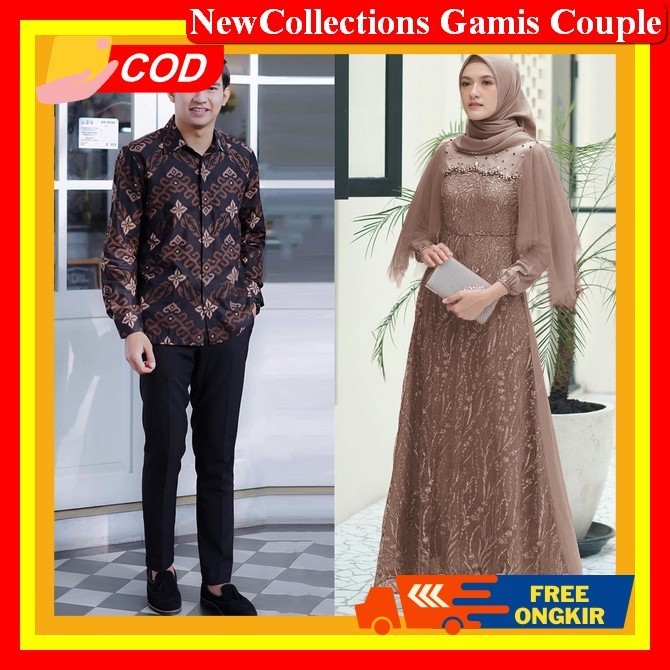 0 Baju Batik Couple Gamis Brukat | Batik Couple Baju Tunangan - Gamis Brukat Couple - Batik Couple O